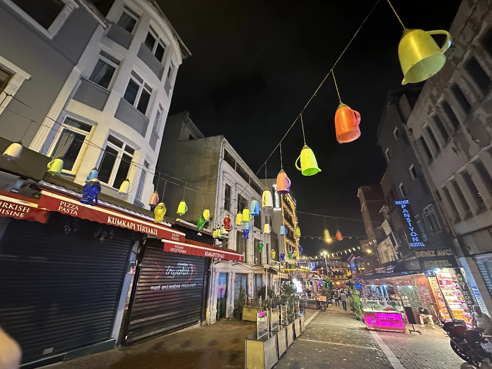 Colorful street at night